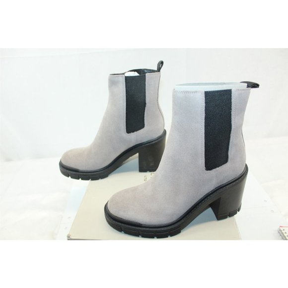 Booties Vanlisa Block Heel Light Grey Suede Size 7M - Picture 1 of 10